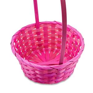 Panier en bambou d'oeufs de Pâques tissé à la main écologique jaune avec poignée pour Fruits fleurs légumes vacances de Pâques OEM ODM - Product Image 3