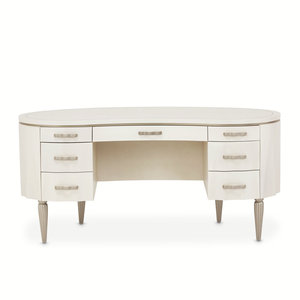 Creamy Pearl Wood Finish Rectangular Executive <b>Office</b> Desk with 7 <b>Drawers</b> for Home Study and Managerial Use - Product Image 2