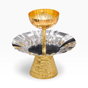Centro de Mesa Grande de Oro Martillado con Base de Pedestal para Servir Chocolate Premium y Exhibición Decorativa - Product Image 6