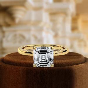 Anillo de Diamante con Corte Asscher de 1 Quilate, Anillo Certificado por IGI, Anillo de Compromiso con Diamante Cultivado en Laboratorio, Anillo de Novia de Oro Blanco de 14K, Anillo de Bodas - Product Image 1