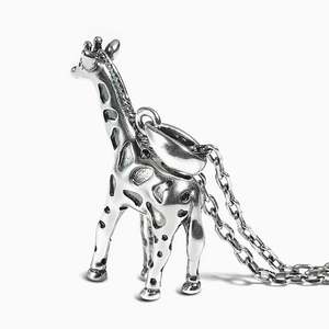 Jeulia Sterling Silver African <b>Giraffe</b> <b>Necklace</b> with Rose Gold Zircon Diamond & Pearl - Product Image 3