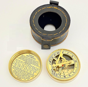 Brújula de reloj de sol de bolsillo de latón náutico con caja de cuero reloj de sol de bolsillo decoración del hogar brújula para Camping senderismo decoración brújula - Product Image 5
