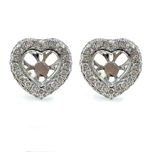 Oem Jewelry Fiable High Quality 18K Solid White Gold Real Diamond Round Semi Mount Pendientes para mujer - Product Image 1