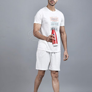 Ensemble short et t-shirt pour homme, été, décontracté, OEM/ODM, haute qualité, 100% coton, respirant, séchage rapide, grandes tailles - Product Image 5