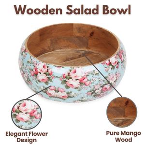 Wooden <b>Salad</b> Mixing <b>Bowls</b> with Serving Tongs <b>Large</b> Wooden Serving <b>Bowl</b> Spoon Hot Selling Product 2024 Made in HF CRAFTS - Product Image 4