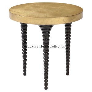 Diseño cilíndrico Latón Antiguo Sombra Metal Diseñador Mesa central Diseño de hoja Hecho a mano Mesas de decoración del hogar de gran tamaño - Product Image 6