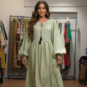 เดรสคาร์ดิแกนสำเร็จรูปสำหรับผู้หญิง ปี 2025 ปรับแต่งได้ ลายดอกไม้ ฤดูใบไม้ผลิ ฤดูร้อน ทรงเอวเข้ารูป ยาวแบบแม็กซี่ สวยสง่ามาก - Product Image 1