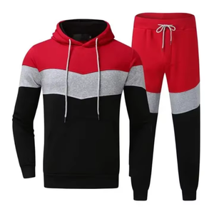 Nouveau style OEM de survêtements pour hommes vêtements de sport à motif solide survêtements de jogging deux pièces à col à capuche pour l'hiver - Product Image 1