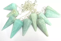 Vente en gros de pendules en amazonite de la marque AAMEENA AGATE, cristal naturel de qualité supérieure, pierre précieuse de guérison Reiki, cône facetté pour la radiesthésie