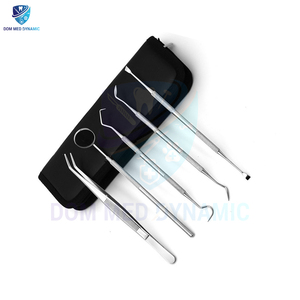 Ensemble de 4 kit d'instruments dentaires en acier inoxydable Outil de nettoyage des dents de dentiste avec sonde de pince à épiler et nettoyeur de dents de type houe - Product Image 1