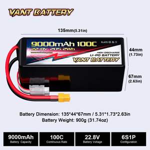 VANT FPV 드론 배터리 6S 리포 22.8V 6000/6500/7500/8000/8500/9000mAh 100C LiHV 배터리 7-8인치 400-450mm X8 10인치 FPV용 - Product Image 3