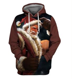 Ropa de calle personalizada de algodón con cuello redondo para hombre, sudaderas con capucha bordadas de Navidad con cuello redondo, sudaderas con capucha bordadas de Navidad - Product Image 1