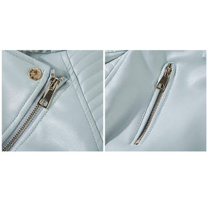 Veste de moto d'hiver personnalisée pour femmes veste en cuir de mouton véritable de haute qualité avec finition en toile pour femmes - Product Image 4