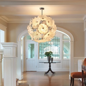 Lustre en verre de Murano fait main, <span class=keywords><strong>d</strong></span>écoration artistique de luxe, boule de verre, fleur, <span class=keywords><strong>luminaire</strong></span> suspendu LED G4 <span class=keywords><strong>pour</strong></span> hôtel, <span class=keywords><strong>entrée</strong></span> de maison, <span class=keywords><strong>hall</strong></span> - Product Image 3