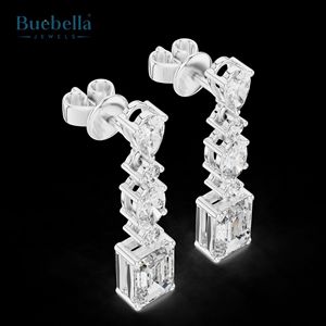 Boucles d'oreilles élégantes en forme de poire ronde ovale et de diamant taille émeraude avec une brillance époustouflante Boucles d'oreilles en argent sterling 925 personnalisées - Product Image 2