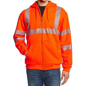 Hi Vis Safety Fleece PullOver Hoodie JumperJacket Workwear Kangaroo Pen Pocket Hoodies para Workwear Fleece Basics Cotton Blended - Product Image 1