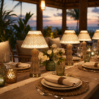 Lampe de table sans fil rechargeable en rotin naturel, écologique, avec abat-jour tressé, batterie 5200 mAh, pour hôtel et décoration intérieure