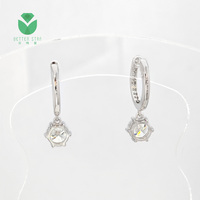 Boucles d'oreilles pendantes en or blanc 14K 18K avec diamant de laboratoire taille brillant rond 1ct D VVS certifié IGI pour femme