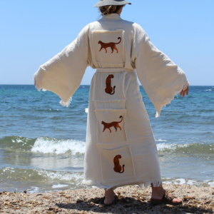 Turkish <b>Poncho</b> 100% Cotton Natural Dye Short Hooded Absorbent Clothing Home Hotel Spa Beach Good Quality Plus Size Best Price - Product Image 1