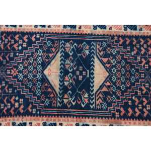 Petit tapis turc de 2,4 x 2,8 pieds, tapis persan vintage bleu et rouge en laine - Product Image 5