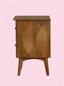 Table de chevet en bois massif moderne du milieu du siècle avec deux tiroirs Table de chevet - Product Image 3