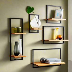 Hand Made Storage Holders & Racks Buy Carve Wall Art Mount Metallic Wall Mount <b>Shelf</b> Set Made In India - Product Image 4