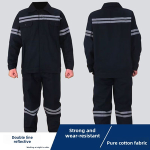 Vêtements de travail en coton résistant à l'huile et à double bandes réfléchissantes pour hommes - Product Image 6