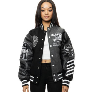 Chaqueta Varsity de Cuero PU con Mangas de Cuero, Estilo Urbano, para Hombre, Fabricantes de Ropa, Personalizable - Product Image 4