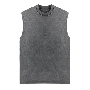 เสื้อกล้ามสตรีทแวร์แบบสั่งทำ เสื้อกั๊กผู้ชาย เสื้อยืดแขนกุดผู้ชาย เสื้อยืดวินเทจฟอกสี - Product Image 6