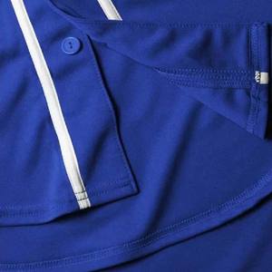 Wholesale Royal Blue Baseball Jersey Full-<b>Button</b> Blank <b>White</b> Piping Quick-Dry Breathable Anti-Bacterial Team Sublimation Mesh - Product Image 5