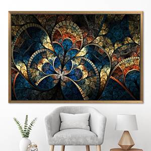 Toile imprimée à motif fractal moderne : décor mural abstrait et chatoyant, 1P : encadré or - Product Image 1