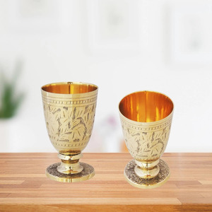 Hand Engraved Drinking Glass Dinnerware Catering Items Antique Finishing Brass Metal Glass for Hotel Restaurant or Home Usage - Product Image 3