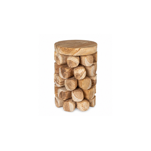 ARTERRA Premium Teak Wood Pineapple <b>Stool</b> Modern Round Accent <b>Table</b> Luxury Cluster Log <b>Stool</b> for Villa - Product Image 1