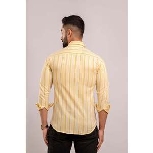 Camisa de Vestir Casual para Hombre, 100% Algodón, Estampada con Rayas Amarillas, Popelina Tejida, Mangas Largas, Transpirable, Talla 6XL, para Otoño y Oficina - Product Image 2
