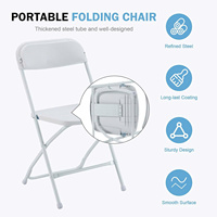 Chaise pliante légère en métal blanc empilable pour pique-nique, plages et fêtes