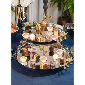 Elegance Home Tableware <b>Cake</b> Stand 2 <b>Tiers</b> Made of Stainless Steel With Metal Designer <b>Cake</b> Serving Stand for Party Use - Product Image 3