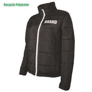 Chaqueta larga de algodón con diseño de logotipo personalizado OEM para mujer, sublimación de cuello levantado de tela reciclada de invierno ecológica - Product Image 6