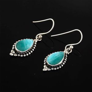 Boucles d'oreilles élégantes en argent sterling 925 de style bohème avec des pierres précieuses en amazonite Boucles d'oreilles à la mode faites à la main pour - Product Image 6