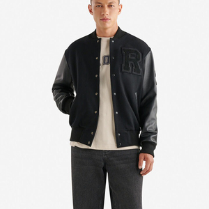 Vestes universitaires en laine noire avec logo personnalisé de haute qualité pour adultes style décontracté vente en gros veste de baseball pour hommes - Product Image 2