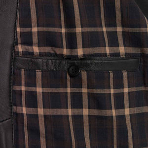 Chaqueta de cuero de talla grande para hombre, elegante y a la moda, cuero de grano completo de alta calidad con cuello de plumón real y cierre seguro - Product Image 4