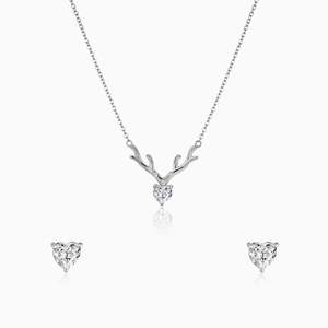 คอลเลกชันสร้อยคอจี้หัวใจสีเงินทรงหยดน้ำ - Product Image 2