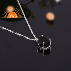 Best Selling Fine Sterling Silver Natural Black Obsidian Gemstone Pendant Necklace Custom Jewelry Manufacturer - Product Image 2