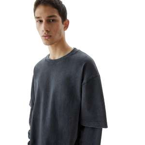 Vente en gros Spandex/coton T-shirt pour hommes avec logo personnalisé respirant délavé à l'acide à manches courtes coupe normale écologique en toile col rond - Product Image 3