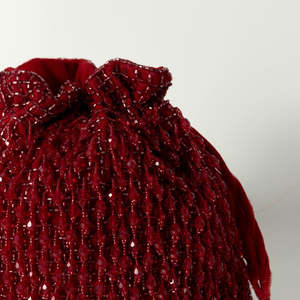 Pochette Potli indienne faite à la main, style bohème, broderie géométrique à pampilles, durable, ornée de diamants et de chaînes de perles, pour cadeaux de mariage et de demoiselles d'honneur - Product Image 2