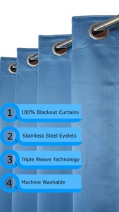 Meilleure vente 100% rideaux occultants uni solide drapé tissu Triple tissage matériel réduction du bruit rideaux lavables pour votre chambre - Product Image 2