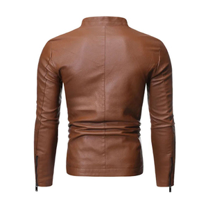 Coated Bomber Leather Jacket for Men Street Wear Front Logo - Product Image 4