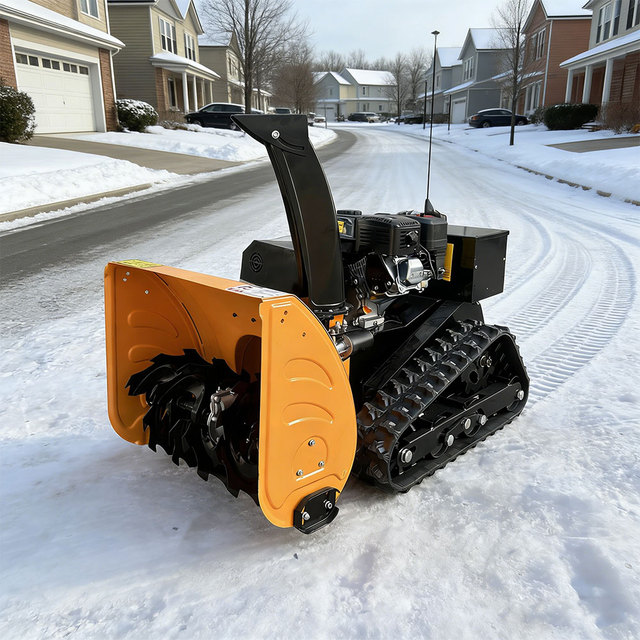Remote Control Electric Snow Blower Robot Battery Powered Tracked Autonomous Machine for Road Home Commercial Clearing