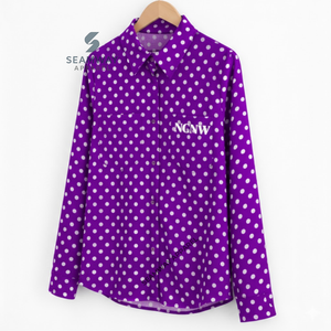 NCNW Sorority Camisa formal con botones para mujer, camisa clásica con cuello y botones en la parte delantera, camisa tejida de manga larga con botones - Product Image 2
