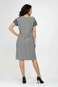 ชุดเดรสผ้าฝ้ายลายทางแบบผ่าข้าง - Product Image 4