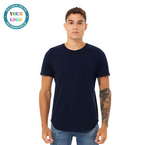 T-shirt unisexe surdimensionné en coton 100% léger à col rond bleu marine personnalisé en gros - Product Image 1